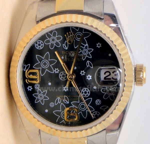 High Quality Fake Rolex Datejust Watch: 2-Tone Flower Face